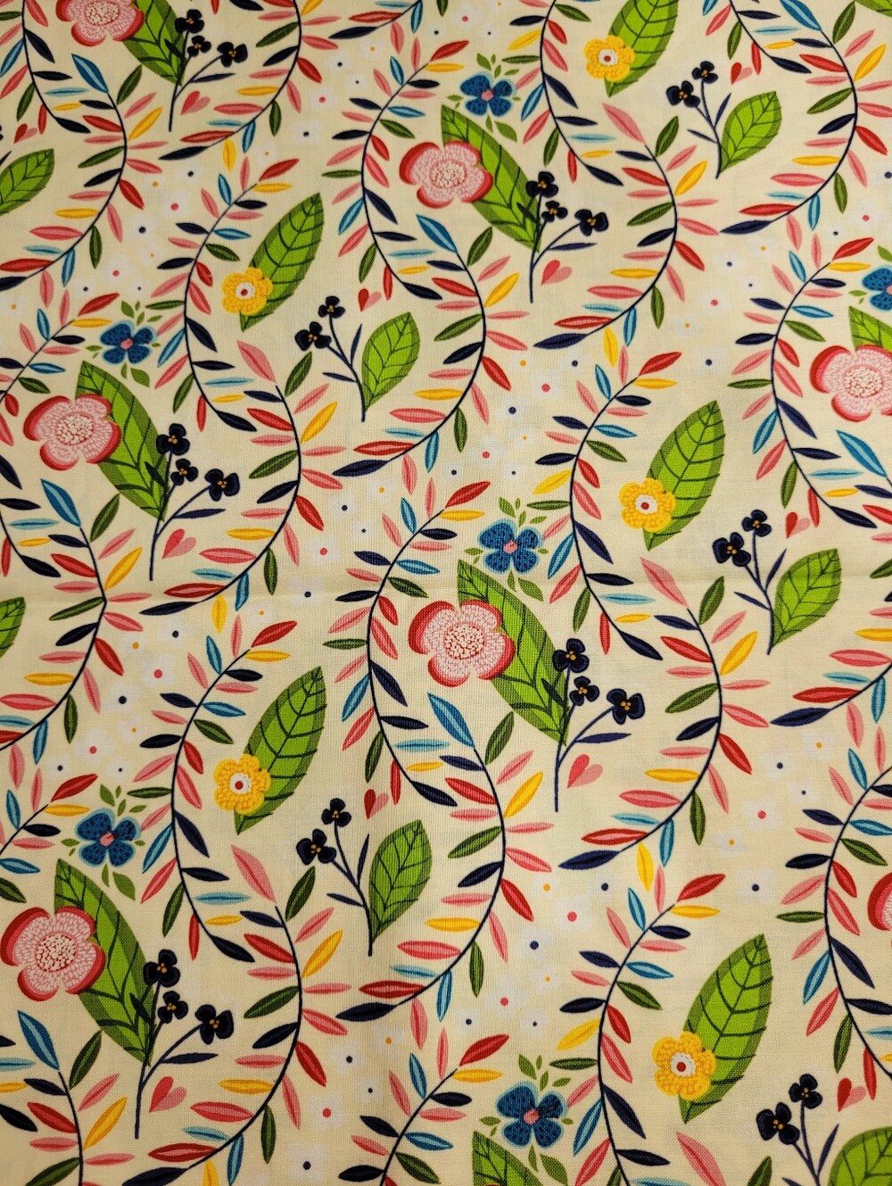 Helen Meadow For Clothworks Floral Sewing Fabric 1 Yard (1193)